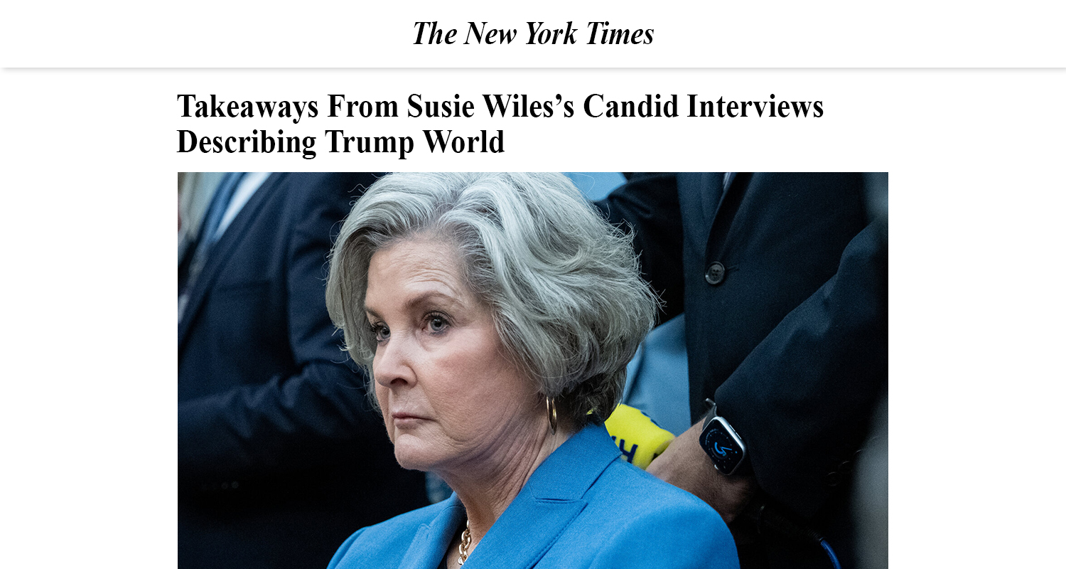 Takeaways From Susie Wiles’s Candid Interviews Describing Trump World