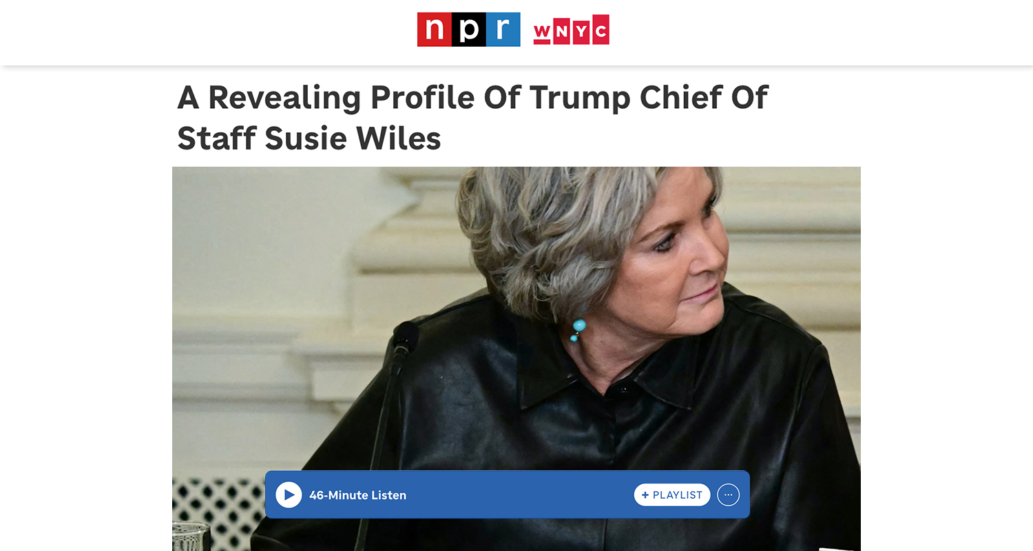 NPR A Revealing Profile Of Trump Chief Of Staff Susie Wiles